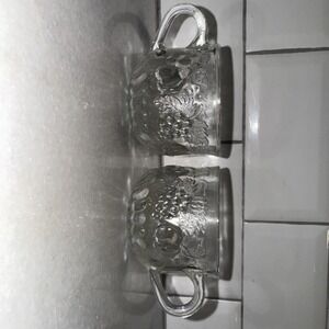 Vintage JEANETTE GLASS Della Robbia Fruit Design Punch Cups Set Of 2 OLA51